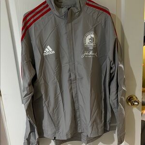 Boston Marathon 2008 Adidas Gray Jacket with Red Accents